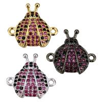 Cubic Zirconia Micro Pave Brass Connector Ladybug plated micro pave cubic zirconia & 1/1 loop Approx 1mm Sold By Lot