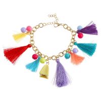 alliage de zinc bracelet, avec Nylon & résine, avec 5cm chaînes de rallonge, Placage de couleur d'or, pour femme, sans plomb et cadmium, 45mm, Vendu par Environ 7 pouce brin