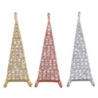 Zircon cubique Micro Pave laiton Connecteur, triangle, Placage, pavé de micro zircon & 1/2 boucle, plus de couleurs à choisir, 9x27x2mm, Trou:Environ 1mm, 5PC/lot, Vendu par lot