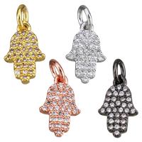 Cubic Zirconia Micro Pave Brass Pendant Hamsa plated micro pave cubic zirconia Approx 2.5mm Sold By Lot