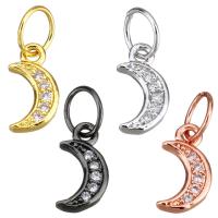 Cubic Zirconia Micro Pave Brass Pendant Moon plated micro pave cubic zirconia Approx 3mm Sold By Lot