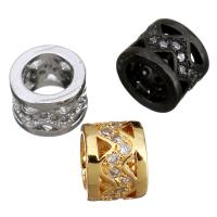 PERLINE European in ottone, Colonna, placcato, Micro spianare cubic zirconia & senza filo & cavo, nessuno, 7x5x7mm, Foro:Appross. 5mm, 10PC/lotto, Venduto da lotto