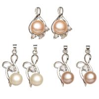 Pendentifs perles d'eau douce, perle d'eau douce cultivée, avec laiton, naturel, avec strass & mélangé, 7-8mm, 20-32mm, Trou:Environ 2-3mm, 20PC/sac, Vendu par sac