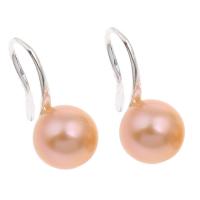 Brincos de pérolas de água doce, Bronze / latão Gancho / Anzol, naturais, para mulher, rosa, 9-10mm, vendido por par