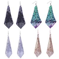 alliage de zinc Boucle d'oreille goutte, avec aluminium, laiton boucle d'oreille crochet, Losange, Placage, pour femme, plus de couleurs à choisir, protéger l'environnement, sans nickel, plomb et cadmium, 110mm, Vendu par paire