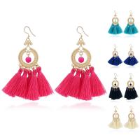 Fashion frynser øreringe, Zinc Alloy, med Caddice & Resin, jern ørering krog, Tassel, guldfarve belagt, for kvinde, flere farver til valg, bly & cadmium fri, 46x75mm, Solgt af par