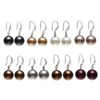 Freshwater Pearl Earrings Shell Pearl brass earring hook Round for woman Sold By Pair