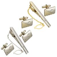 Zinc Alloy Tie Clip Cufflink Set, stropdas clip & manchetknoop, plated, uniseks & verschillende stijlen voor de keuze, nikkel, lood en cadmium vrij, 5.5x61x16mm, 21x16mm, 18x17mm, Lengte Ca 3.2 inch, Verkocht door Stel