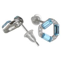 Boucle d'oreille bijoux en argent sterling, argent sterling 925, avec earnut de caoutchouc & cristal, pavé de micro zircon & pour femme & facettes, 8.50x8x13mm, Vendu par paire