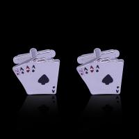 Cufflinks Zinc Alloy Poker platinum color plated Unisex & enamel lead & cadmium free 18mm Sold By Pair