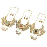 Zinc Alloy Sieraden set, oorbel & halsketting, met Hars, ijzer oorbel haak, met 5cm extender keten, plated, voor vrouw, meer kleuren voor de keuze, lood en cadmium vrij, 110x55mm, Lengte Ca 17.5 inch, Verkocht door Stel