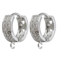 Messing Huggie Hoop Earring zoeken, geplatineerd, met lus & met zirkonia, 5x16x14mm, Gat:Ca 1.5mm, Verkocht door pair