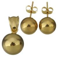 Set gioielli in lega di zinco, Ciondolo & orecchino, acciaio inox, placcato color oro, per la donna, 12x16mm, 10mm, Foro:Appross. 5x8mm, Venduto da set