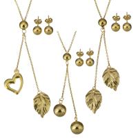 Zinklegering Sieraden Sets, oorbel & halsketting, Roestvrij staal, gold plated, ovale keten & verschillende stijlen voor de keuze & voor vrouw, Lengte Ca 18-19 inch, Verkocht door Stel