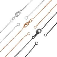 Messing Necklace Ketting, plated, box ketting, meer kleuren voor de keuze, 1mm, Lengte Ca 18 inch, 50strengen/Bag, Verkocht door Bag