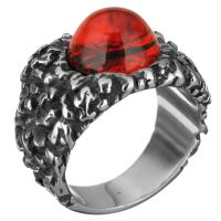 Rozsdamentes acél Finger Ring, Stainless Steel, -val Üveg, egynemű & különböző méretű a választás & megfeketedik, 17mm, Által értékesített PC