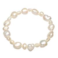 Slatkovodni Pearl Narukvica, prirodan, za žene, bijel, 7-8mm, 10-11mm, Prodano Per Približno 7.5 inčni Strand