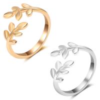 Zinc Alloy fingerring, Leaf, forgyldt, åbent & for kvinde, flere farver til valg, bly & cadmium fri, 15mm, Størrelse:5.5, Solgt af PC