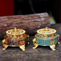 Traditional Ceramic Inserted Burner Incense Seat Copper Alloy plated enamel Sold By PC