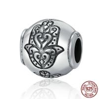 Tajland Sterling Silver European Perla, Drum, bez trol, 11x11mm, Rupa:Približno 4.5-5mm, Prodano By PC