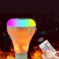 Lâmpadas LED com economia de energia, Plástico PC, Lâmpada de iluminação, usar lâmpada E27 & Luz de humor de 7 LED & Com controle remoto & Com alto-falante sem fio bluetooth & Efeito, 95x195mm, vendido por PC