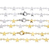 Stainless Steel Nekclace Chain, Roestvrij staal, Ster, plated, uniseks, meer kleuren voor de keuze, 12x6mm, Lengte Ca 17 inch, 10strengen/Lot, Verkocht door Lot