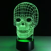 Luz LED al lado de la lámpara 3D, Acrílico, con plástico ABS, Calavera, con interfaz USB & con luz LED & cambiar de color automaticamente & diferentes estilos para la opción, 130x90x220mm, Vendido por UD