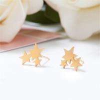 Stainless Steel Stud Earring brass post pin Star plated for woman nickel lead & cadmium free 7mm Sold By Pair