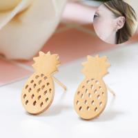 Roestvrij staal Stud Earring, messing oorbel bericht, Ananas, plated, voor vrouw, meer kleuren voor de keuze, nikkel, lood en cadmium vrij, 8x15mm, Verkocht door pair