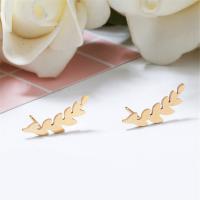 Stainless Steel Stud Earring brass post pin Leaf plated for woman nickel lead & cadmium free 4.5*12mm Sold By Pair