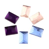 Glass Cabochons Rectangle flat back & faceted Sold By Bag