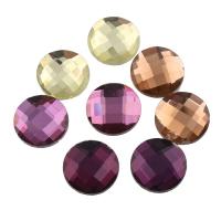 Cabochons en verre, Plat rond, dos plat & facettes, plus de couleurs à choisir, 14x3mm, 340PC/sac, Vendu par sac