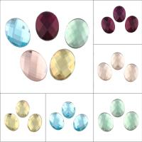 Cabochons en verre, ovale plat, dos plat & facettes, plus de couleurs à choisir, 18x25x3.50mm, 120PC/sac, Vendu par sac