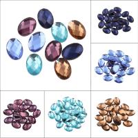 Cabochons en verre, ovale plat, dos plat & facettes, plus de couleurs à choisir, 10x14x4mm, 340PC/sac, Vendu par sac