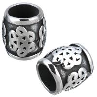 Acier inoxydable Perles Grand Hole, tambour, noircir, 13x13x13mm, Trou:Environ 8mm, 10PC/lot, Vendu par lot