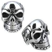 Rostfritt stål stort hål Pärlor, ROSTFRITT STÅL, Skull, svärta, 12x16x14mm, Hål:Ca 8mm, 10PC/Lot, Säljs av Lot