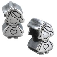 Ruostumaton teräs European Helmet, Tyttö, ilman peikko & mustata, 8x13x7mm, Reikä:N. 5mm, 10PC/erä, Myymät erä