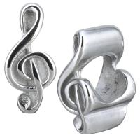 Stainless Steel European Pärlor, ROSTFRITT STÅL, Music Note, utan troll, ursprungliga färgen, 6x14x8mm, Hål:Ca 5mm, 10PC/Lot, Säljs av Lot