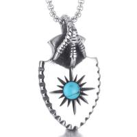 Bijoux pendentifs en acier inoxydable , Acier titane, avec turquoise, poli, styles différents pour le choix & noircir, 29x59mm, Trou:Environ 6mm, Vendu par PC