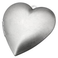 Stainless Steel Locket vedhæng, Heart, oprindelige farve, 40x42x9mm, Hole:Ca. 2mm, Indvendig diameter:Ca. 30x26mm, 10pc'er/Lot, Solgt af Lot