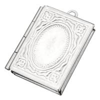 ROSTFRITT STÅL Locket Pendant, Rektangel, ursprungliga färgen, 19x26x5mm, Hål:Ca 2mm, Innerdiameter:Ca 10x15mm, 10PC/Lot, Säljs av Lot