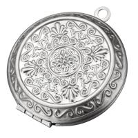 Stainless Steel Locket vedhæng, Flad Rund, oprindelige farve, 31x36x8mm, Hole:Ca. 2mm, Indvendig diameter:Ca. 23mm, 10pc'er/Lot, Solgt af Lot