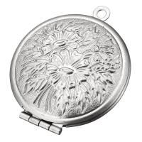 Stainless Steel Locket vedhæng, Flad Rund, oprindelige farve, 27x32x6mm, Hole:Ca. 2mm, Indvendig diameter:Ca. 19mm, 10pc'er/Lot, Solgt af Lot