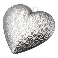 Stainless Steel Locket vedhæng, Heart, oprindelige farve, 29x29x7mm, Hole:Ca. 2mm, Indvendig diameter:Ca. 22x17mm, 10pc'er/Lot, Solgt af Lot