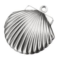 ROSTFRITT STÅL Locket Pendant, Shell, ursprungliga färgen, 23x23x9mm, Hål:Ca 2mm, Innerdiameter:Ca 15x14mm, 10PC/Lot, Säljs av Lot