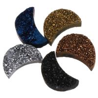 Pingente De Ágata De Quartzo De Gelo, Ágata quartzo de gelo, Lua, estilo druzy, Mais cores pare escolha, 8-10x11-13x4-5mm, Buraco:Aprox 1mm, vendido por PC