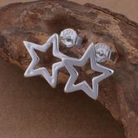 Mässing Stud Örhänge, Star, äkta silver plated, för kvinna, leda & kadmiumfri, 13x13mm, Säljs av Par