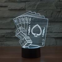 Noc Led światła obok lampy 3D, Plastik ABS, ze Akryl, Poker, z interfejsem USB & zmienić kolor automatycznie & różne style do wyboru, 155x87x202mm, sprzedane przez Ustaw