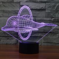 Noc Led światła obok lampy 3D, Plastik ABS, ze Akryl, Delfin, z interfejsem USB & zmienić kolor automatycznie & różne style do wyboru, 246x87x203mm, sprzedane przez Ustaw