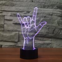 Noc Led światła obok lampy 3D, Plastik ABS, ze Akryl, Ręka, z interfejsem USB & zmienić kolor automatycznie & różne style do wyboru, 136x87x238mm, sprzedane przez Ustaw